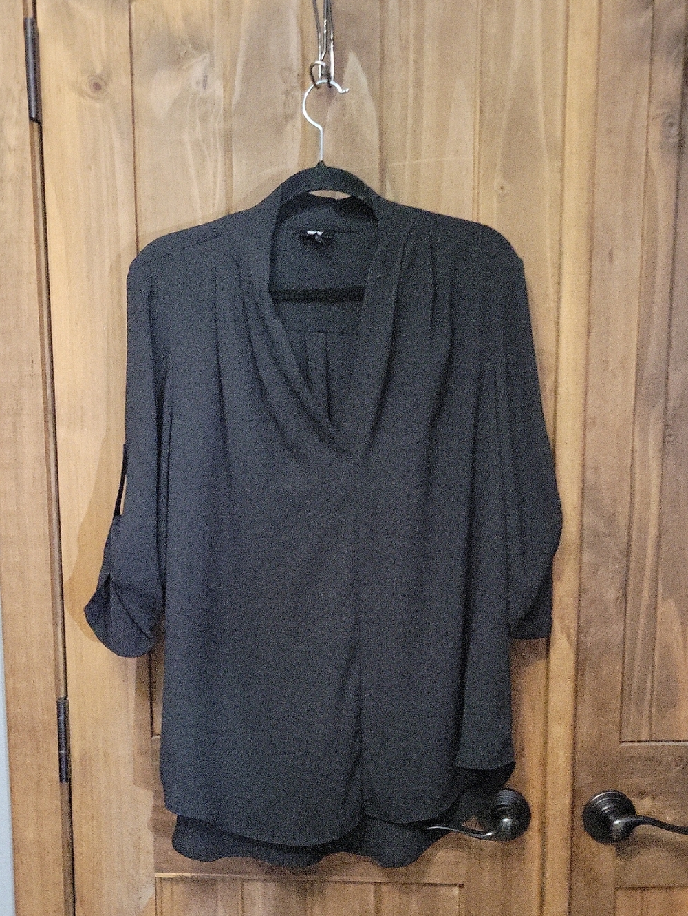 Women’s Black Drape Neck Blouse - Classic Work & Weekend Top